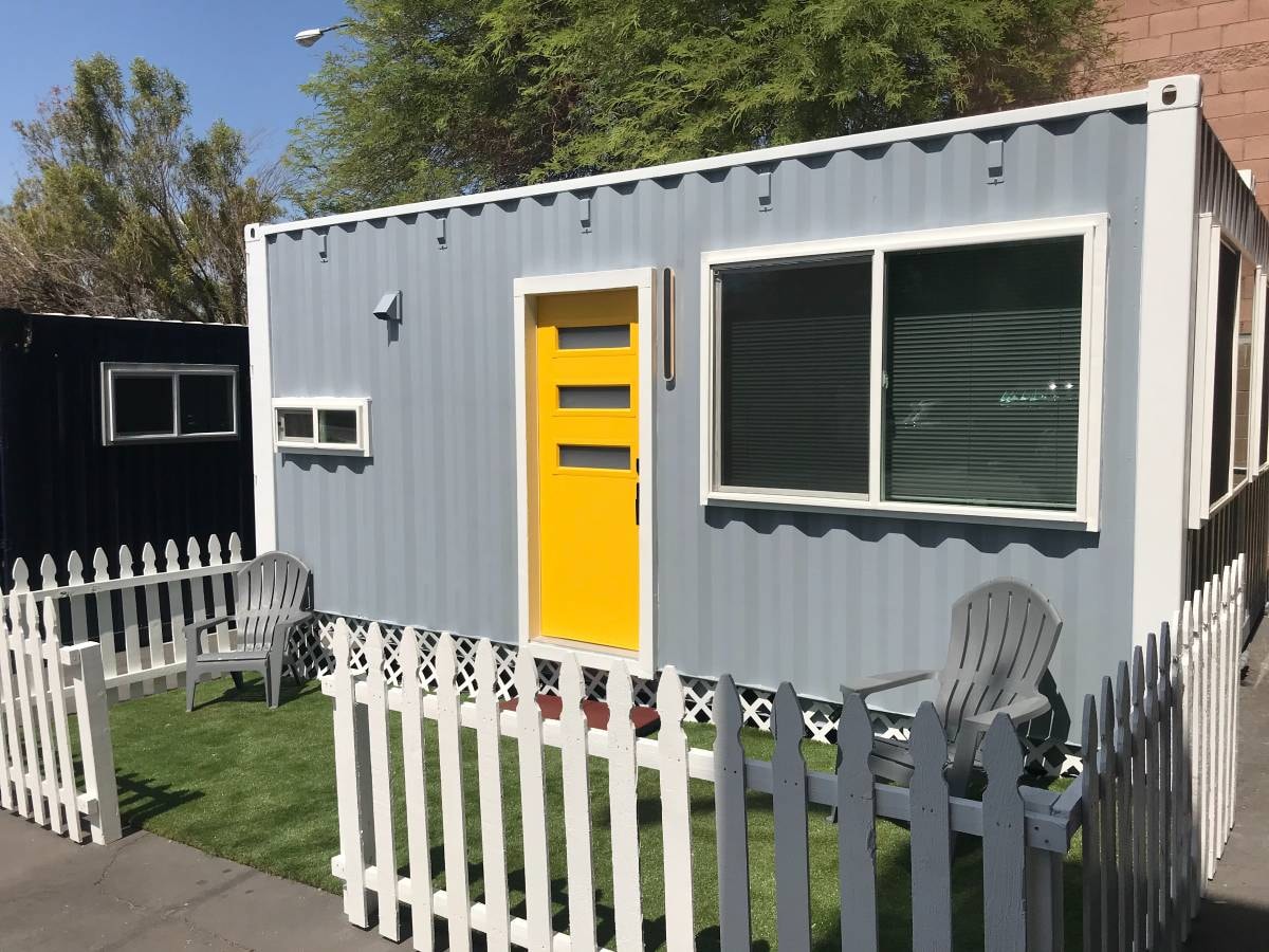 Stacked two-story shipping container home modern architecture