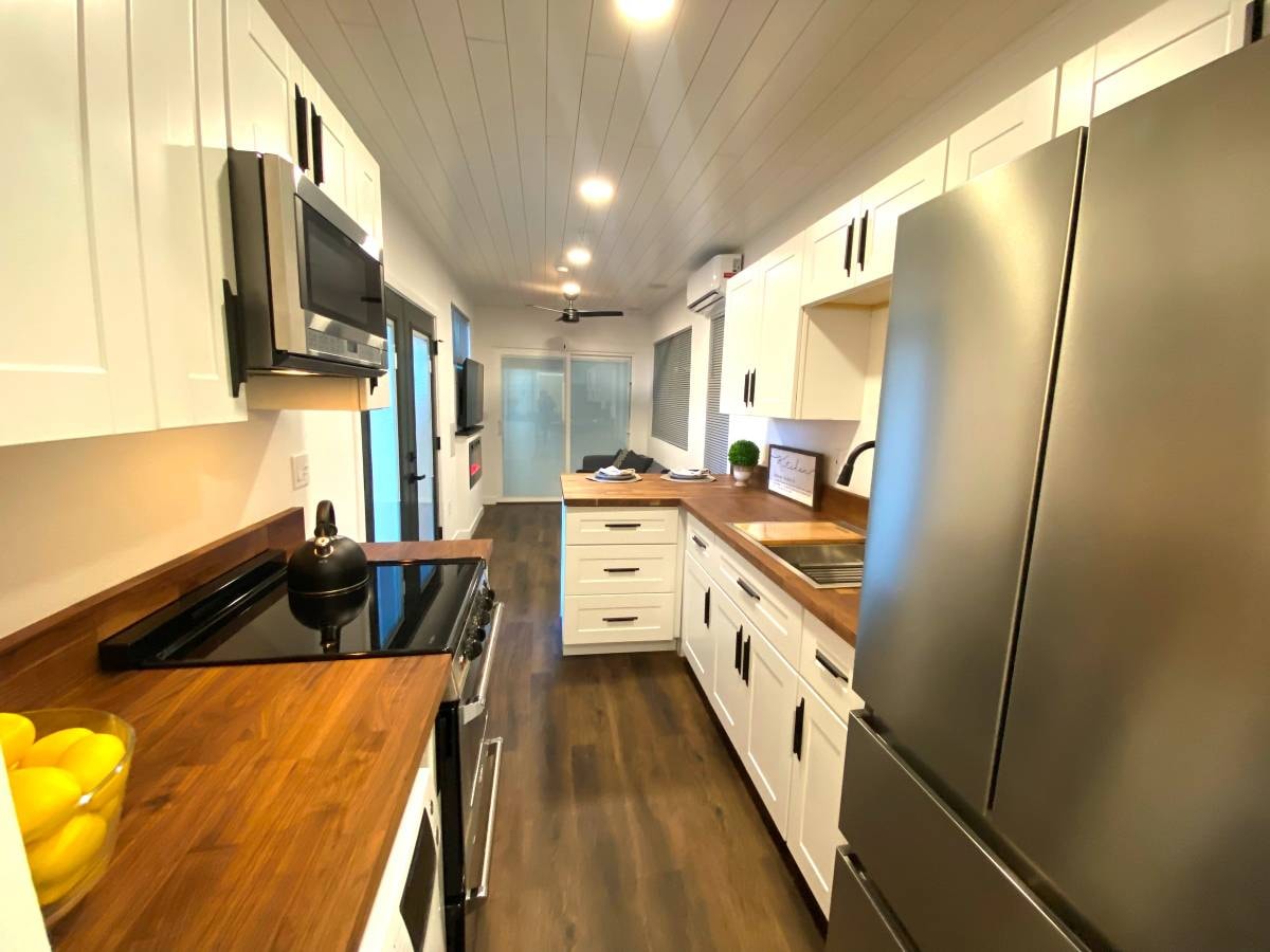 Container home interior living space open concept